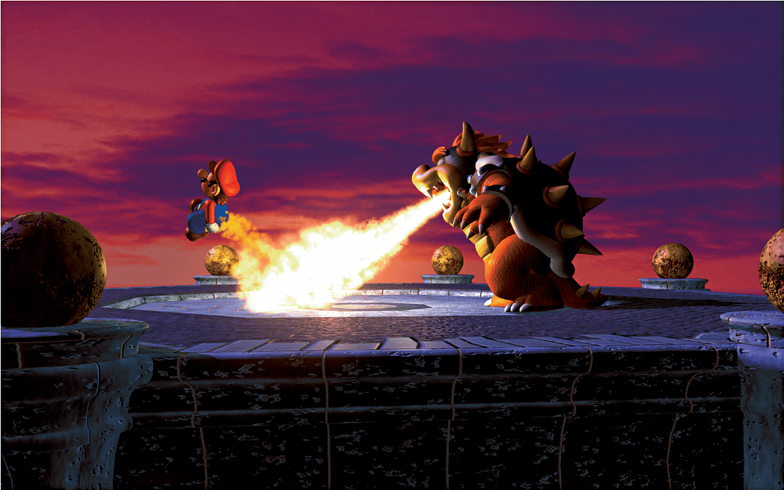 Bowser Chargrilling Mario 5 In The Mario 64 Artwork - Super Mario 64 Artwork Mario And Bowser , HD Wallpaper & Backgrounds