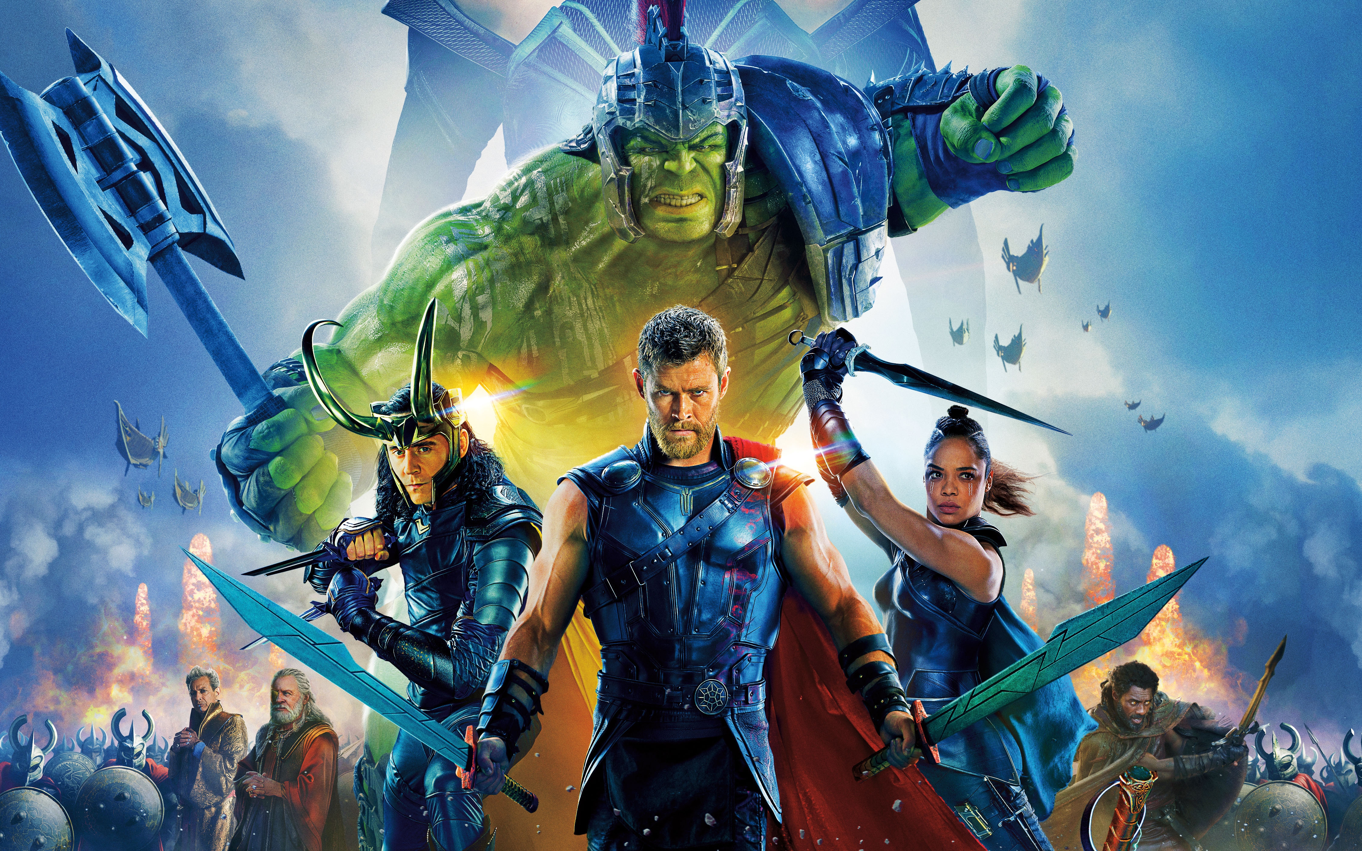 Ragnarok, Valkyrie, Loki, Hulk - Thor Ragnarok 4k Ultra Hd , HD Wallpaper & Backgrounds