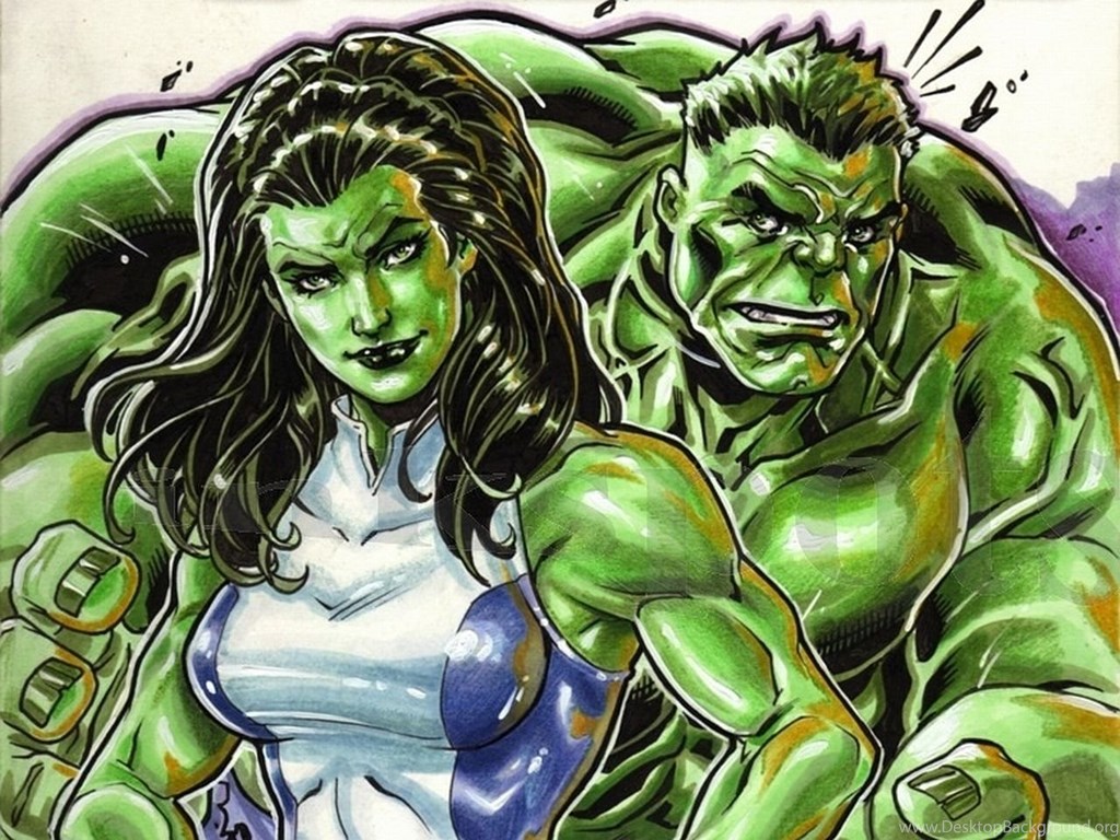 She Hulk And The Hulk Wallpapers Wallpaperesque Desktop - Hulk And She Hulk Together , HD Wallpaper & Backgrounds