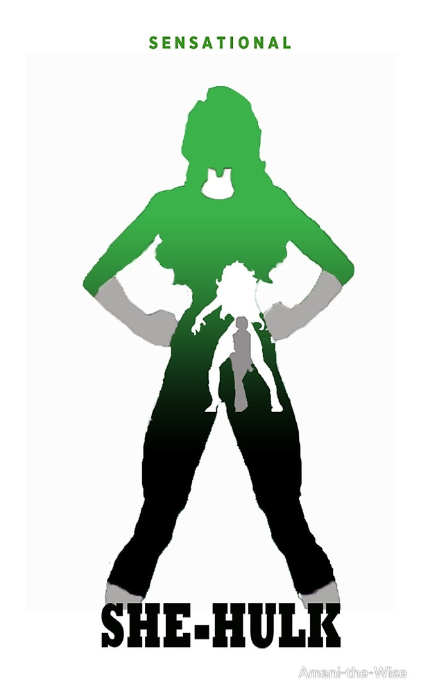 Sensational She Hulk Silhouette By Amani The Wise Redbubble - She Hulk Silhouette Vector , HD Wallpaper & Backgrounds
