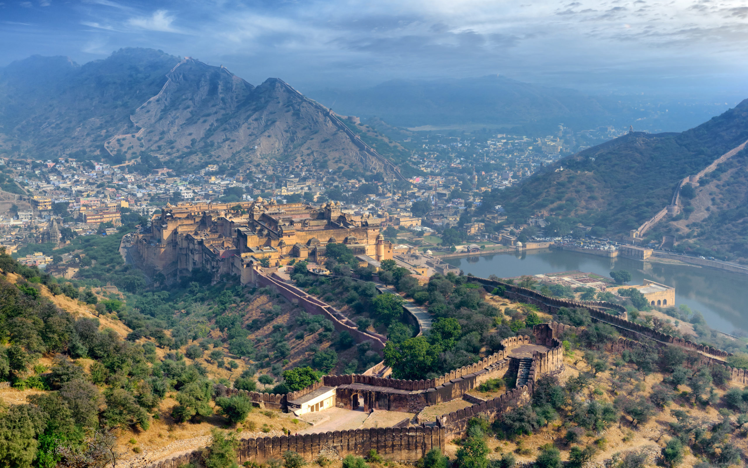 Amer Fort, Jaipur, Indian Landmarks, Rajasthan, India - Jaipur To Agra Road , HD Wallpaper & Backgrounds