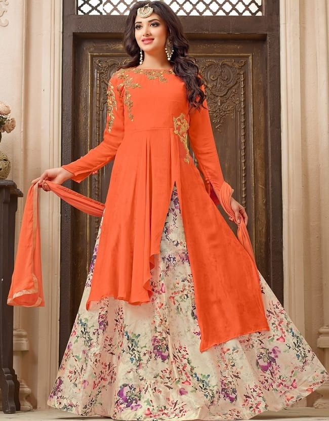Lehenga Style Salwar Suit - Ladies Indo Western Dress , HD Wallpaper & Backgrounds
