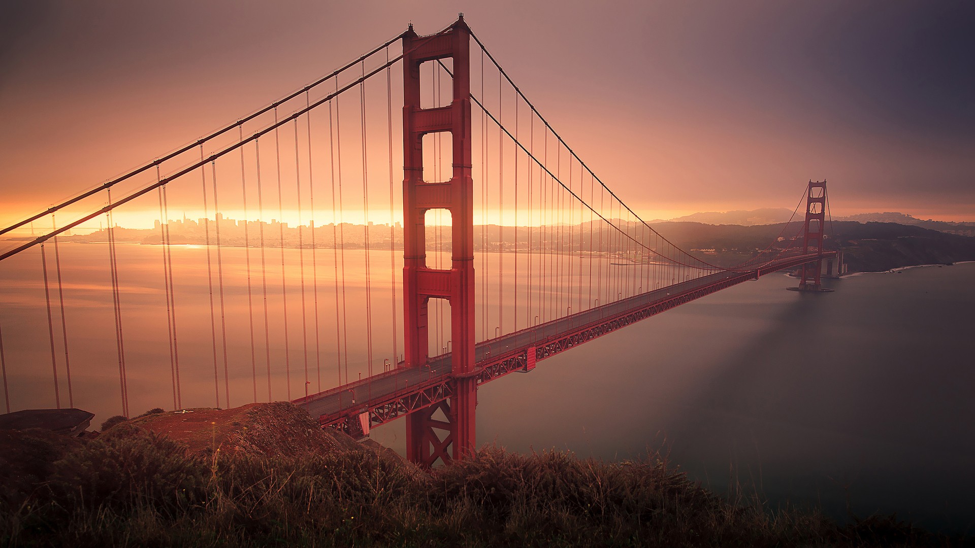 Golden Gate Bridge Sunset Wallpaper For Android - Golden Gate Bridge , HD Wallpaper & Backgrounds