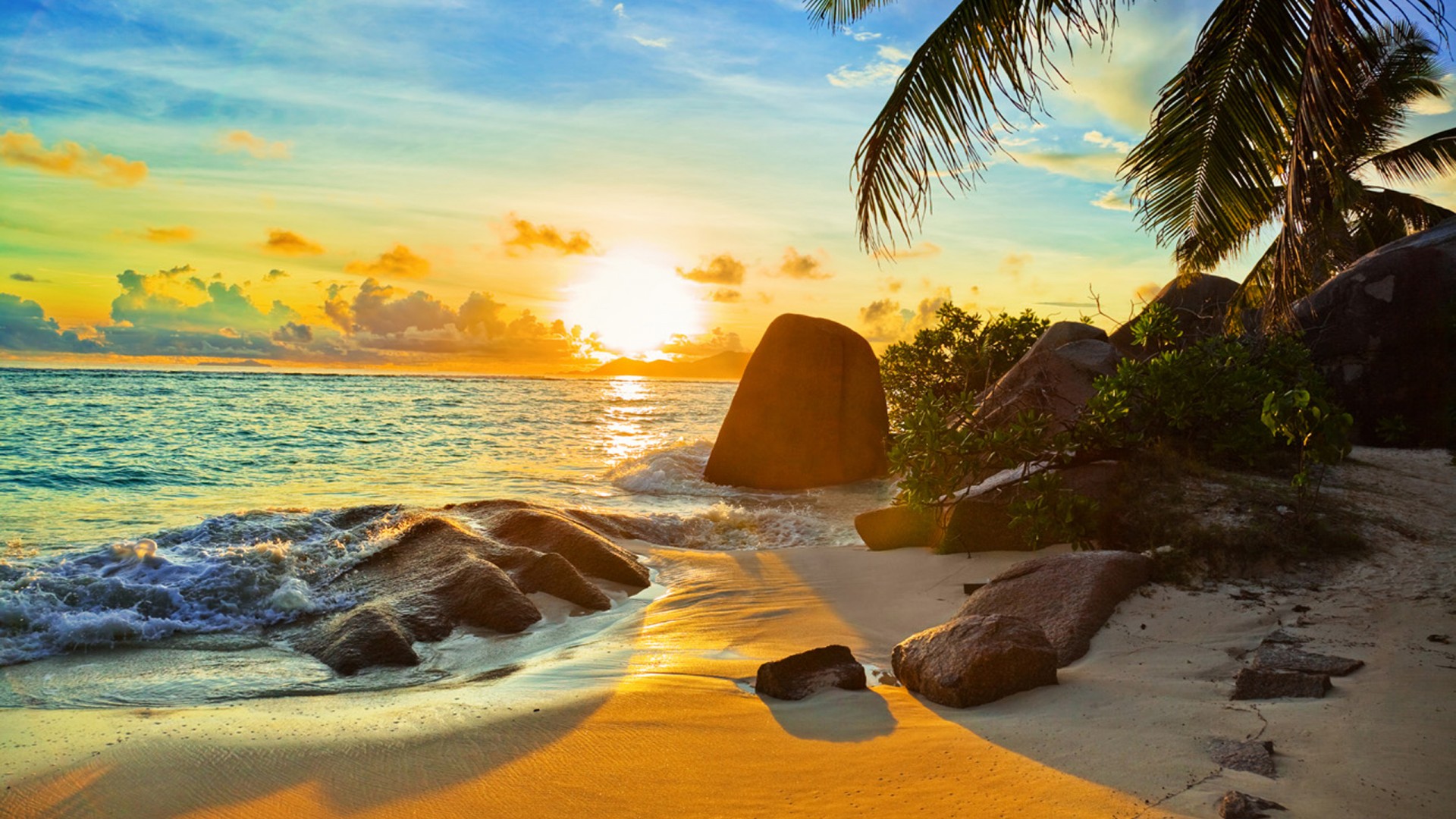 Tropical - Tropical Beach Sunset Wallpaper Hd , HD Wallpaper & Backgrounds