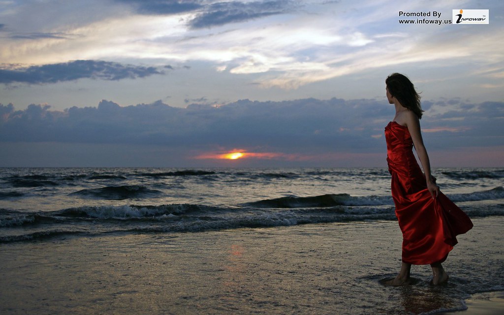 Wallpaper Sea Sunset Girl - Girl At Sea Romantic , HD Wallpaper & Backgrounds