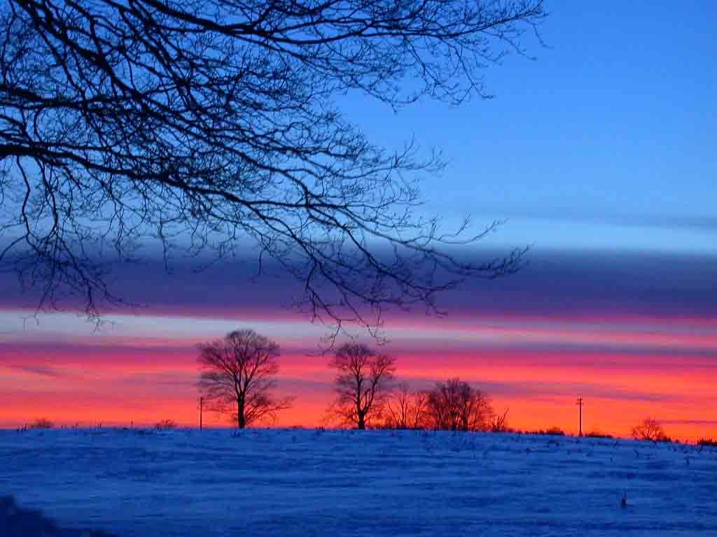 Free Sunset Winter Wallpaper - Winter Sunset , HD Wallpaper & Backgrounds