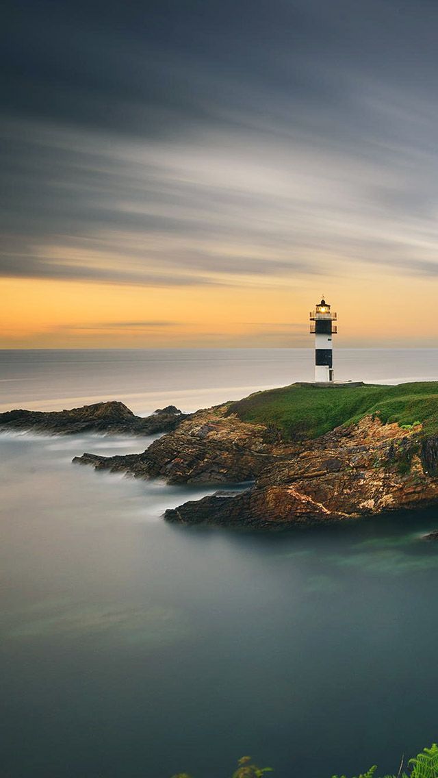 Beautiful Lighthouse Sunset Ocean Iphone 5 Wallpaper - Illa Pancha Lighthouse , HD Wallpaper & Backgrounds