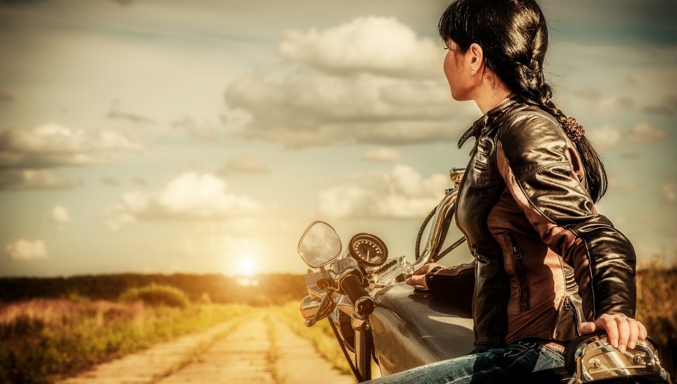 Road, Motorcycle, Sunset, Girl Desktop Background - Girls With Bike Quotes , HD Wallpaper & Backgrounds