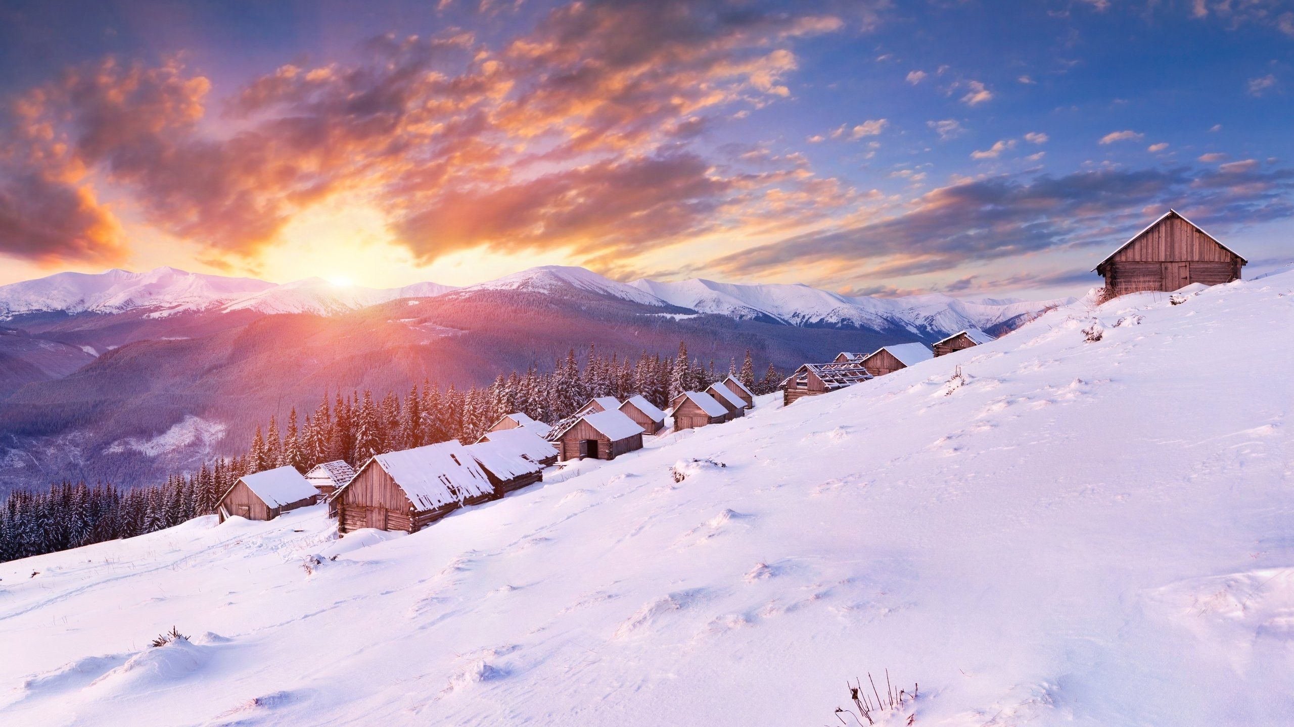 Por Do Sol Com Neve , HD Wallpaper & Backgrounds