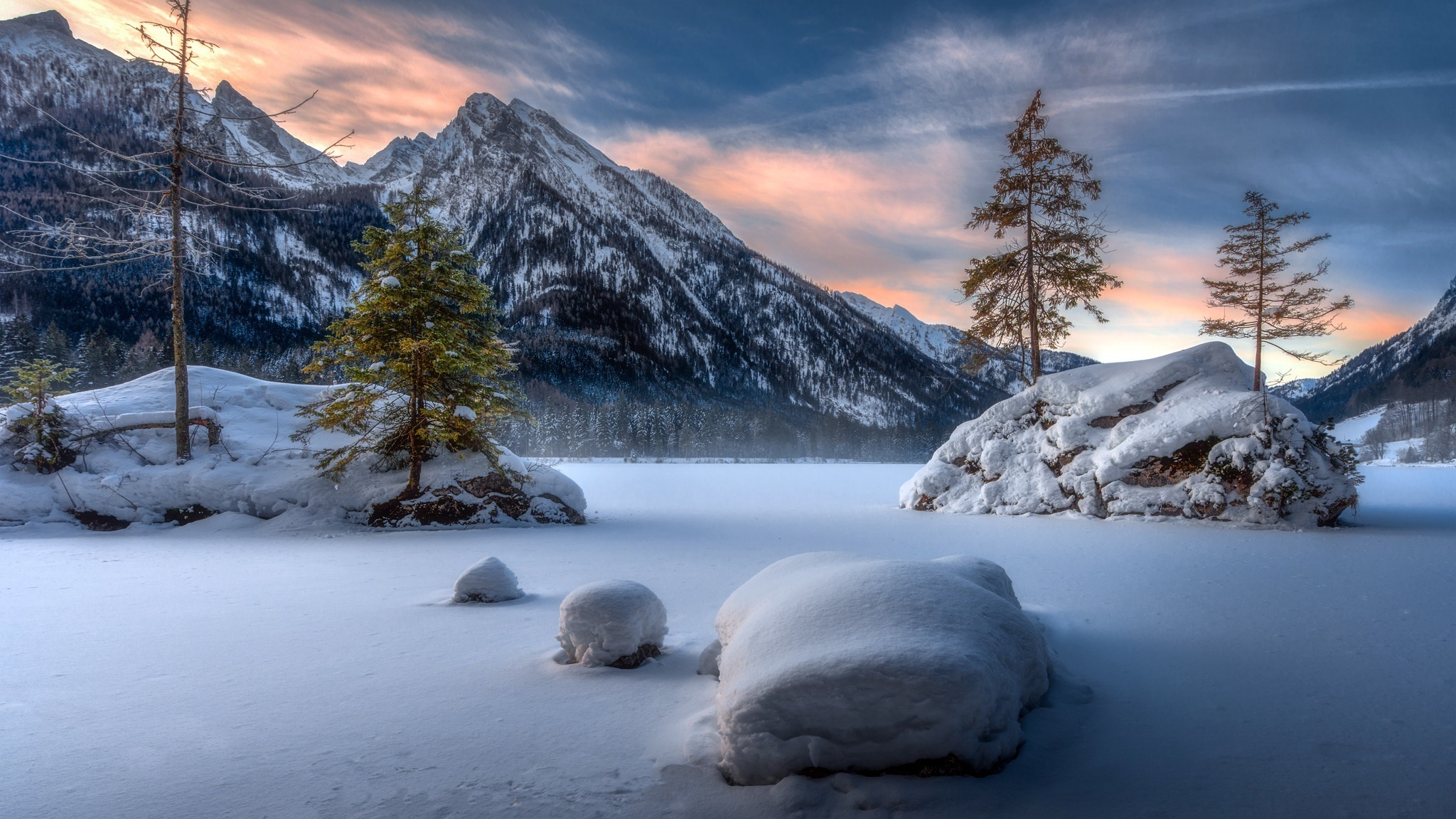Landscape, Mountains, Winter, Sunset, Wallpaper - Snow Landscape , HD Wallpaper & Backgrounds