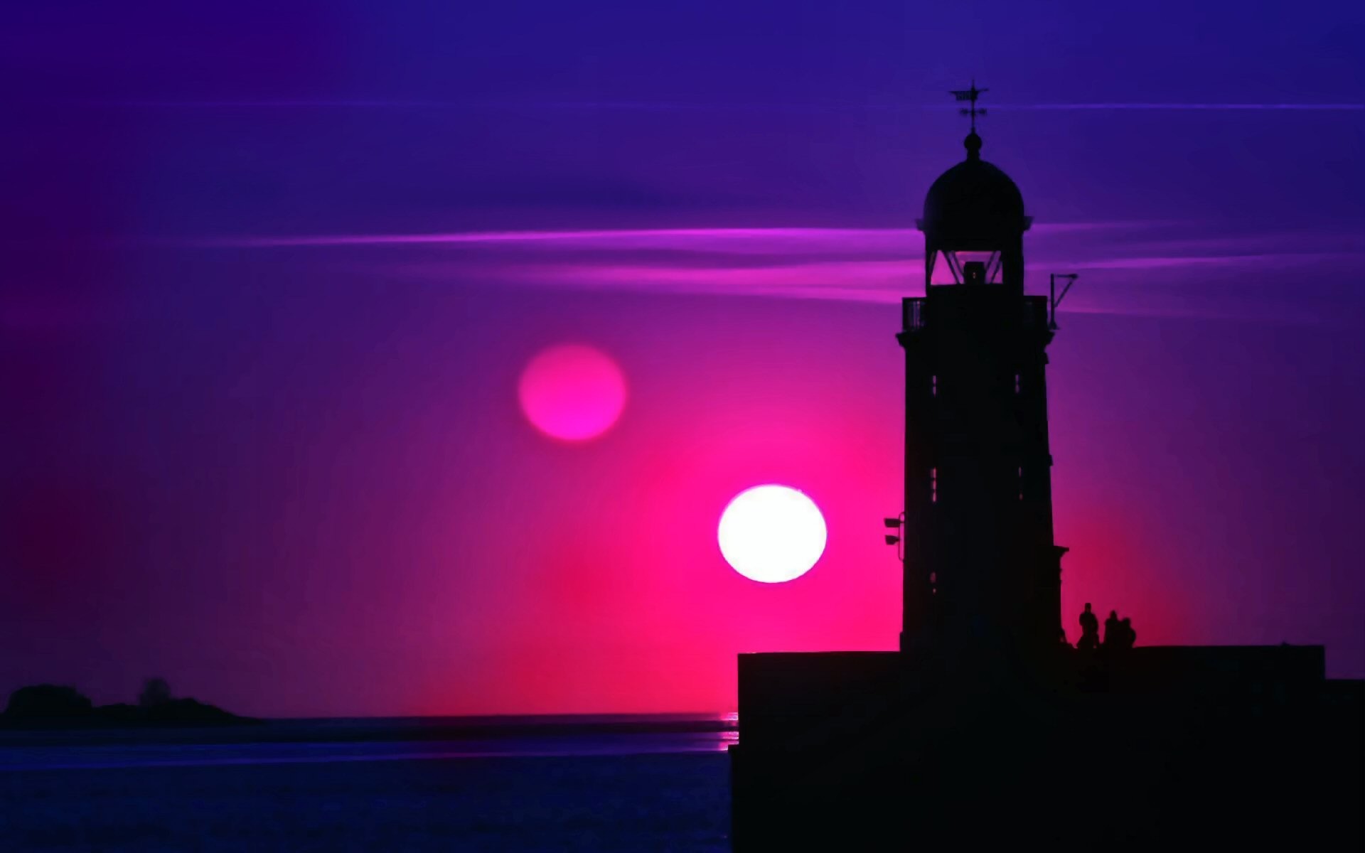 Purple Sunset Over A Lighthouse Wallpaper - Purple Lighthouse , HD Wallpaper & Backgrounds