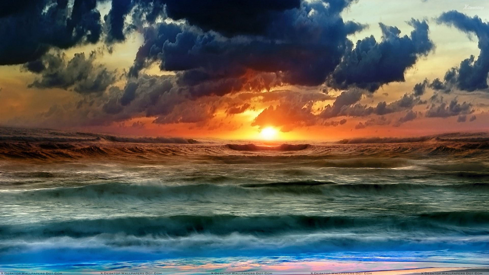 You Are Viewing Wallpaper Titled Sunset - Sky And Waves , HD Wallpaper & Backgrounds