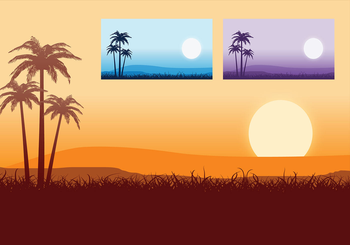 Tropical Sunset Vector Wallpaper - Beach Party , HD Wallpaper & Backgrounds