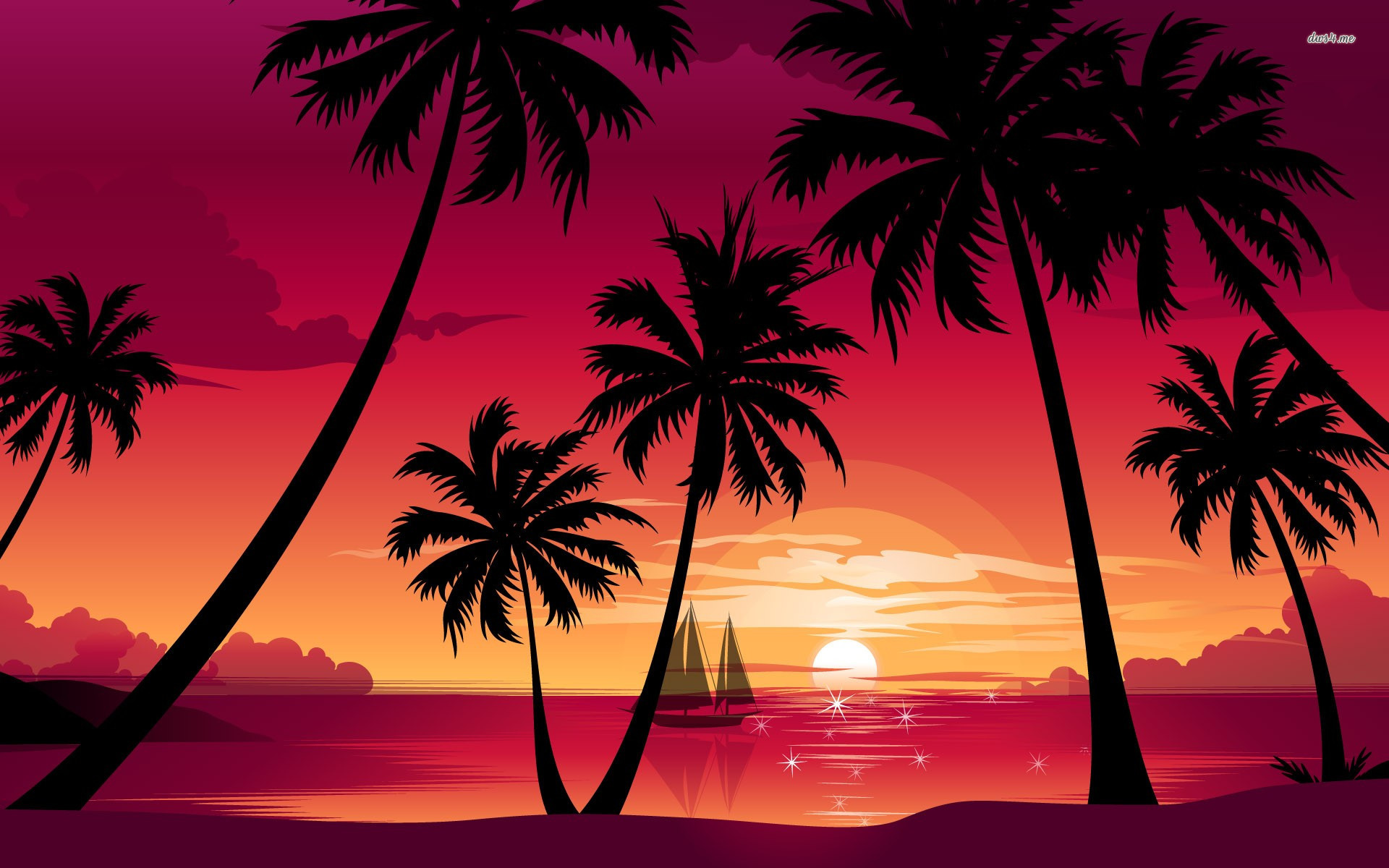 Purple Sunset Wallpaper - Pink Palm Tree Wallpaper Iphone , HD Wallpaper & Backgrounds