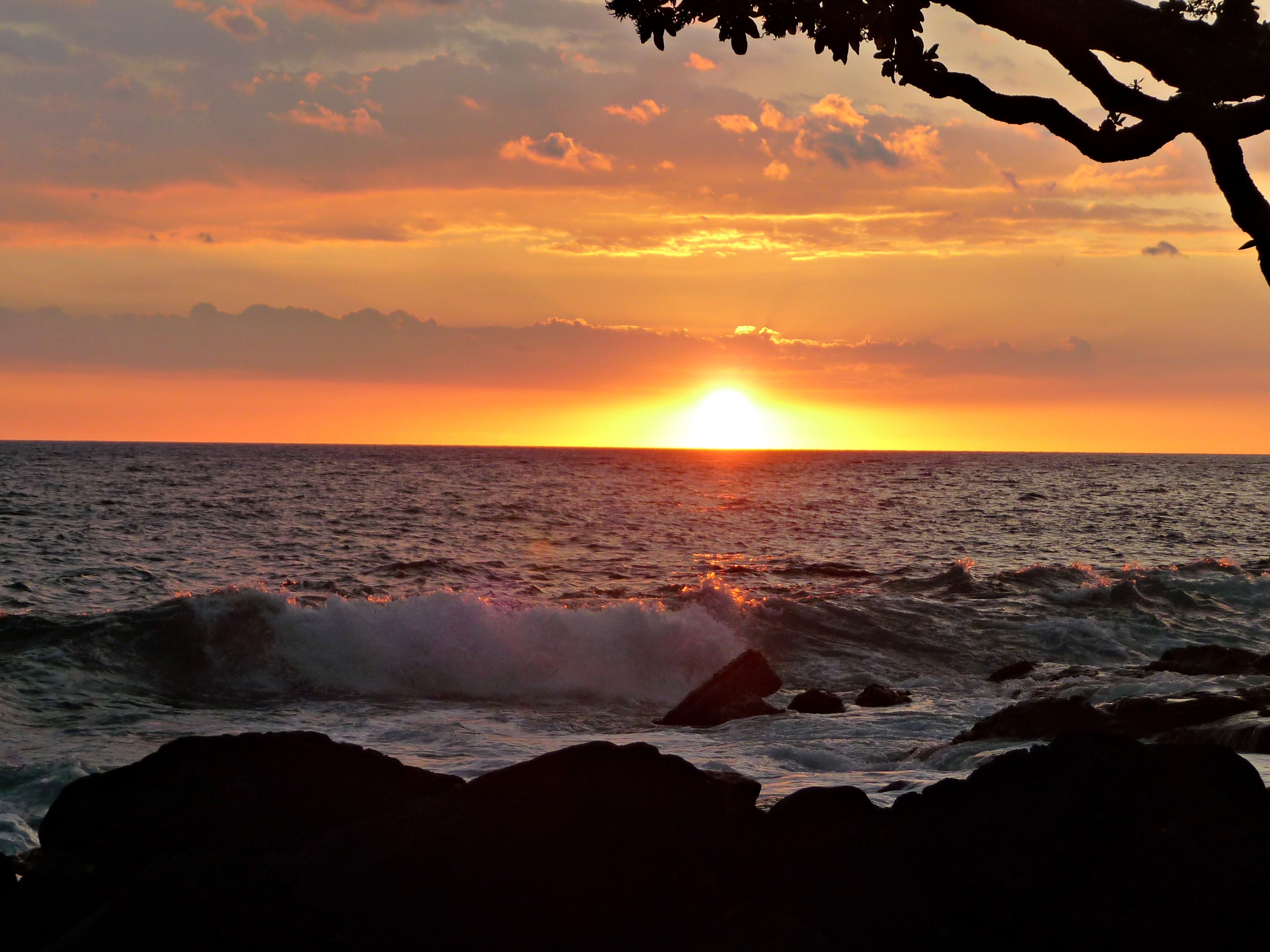 Sunset Clipart Tropical Sunset - Plage Hawaii Coucher De Soleil , HD Wallpaper & Backgrounds