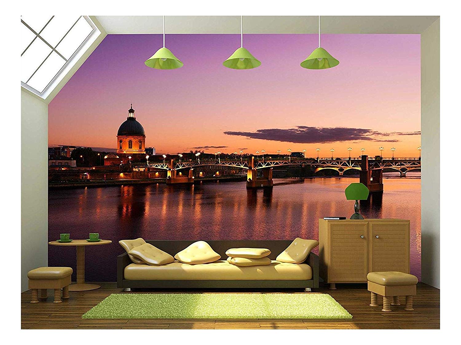 Amazon - Com - Wall26 - Purple Sunset At Toulouse City - Removable Wallpaper Mural , HD Wallpaper & Backgrounds