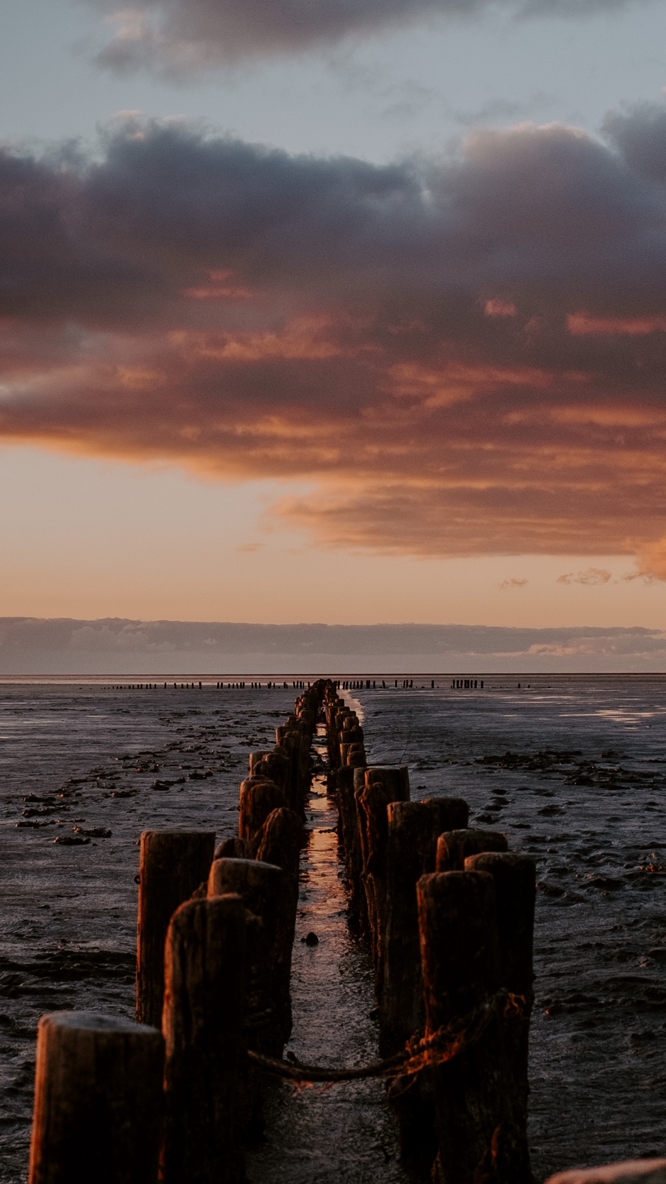 Wallpaper Ocean, Sunset, Horizon, Pier - Background Ocean Sunset , HD Wallpaper & Backgrounds