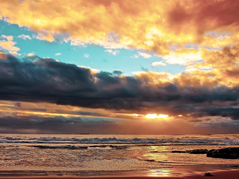 Peaceful Ocean Sunset Wallpaper - Ocean Sunset Desktop Background , HD Wallpaper & Backgrounds
