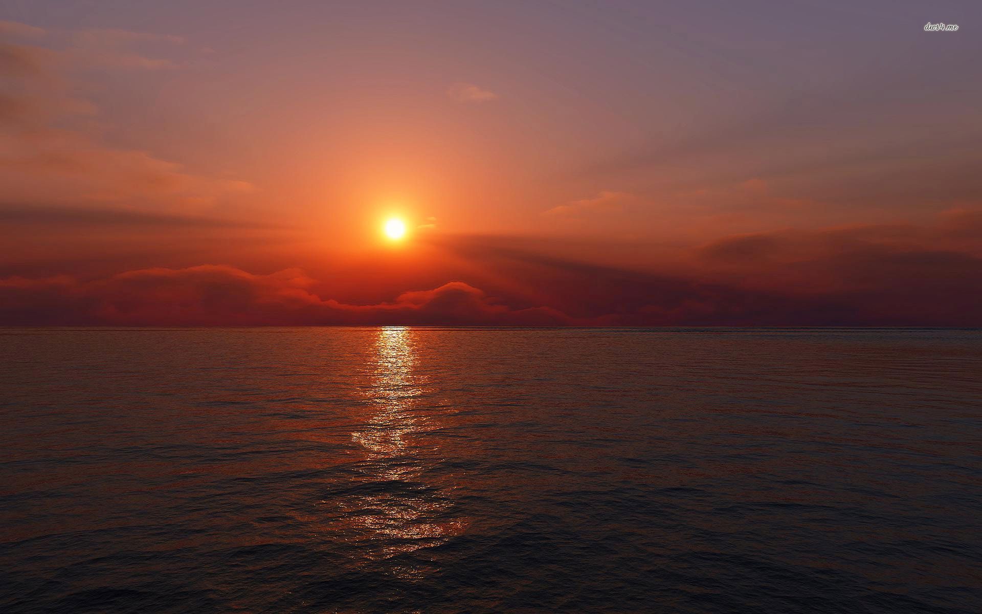 Ocean Sunset Wallpaper - Sun , HD Wallpaper & Backgrounds