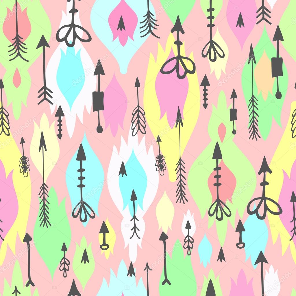 Tribal Arrows Boho Seamless Pattern - Free Boho Feather Background , HD Wallpaper & Backgrounds