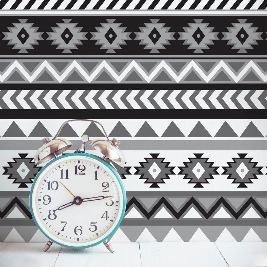 Aztex Pattern Removable Wallpaper - Wall Clock , HD Wallpaper & Backgrounds