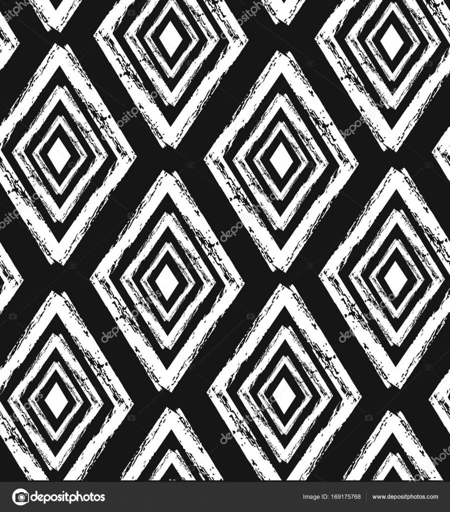 Hand Drawn Seamless Tribal Pattern In Black And Cream - Alfombra Blanco Y Negro , HD Wallpaper & Backgrounds
