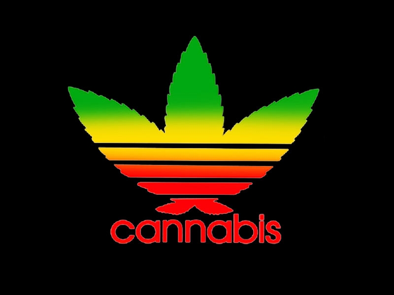 Cannabis Adidas Black T-shirt Short Sleeves Rasta Colors - Logo Adidas Cannabis , HD Wallpaper & Backgrounds