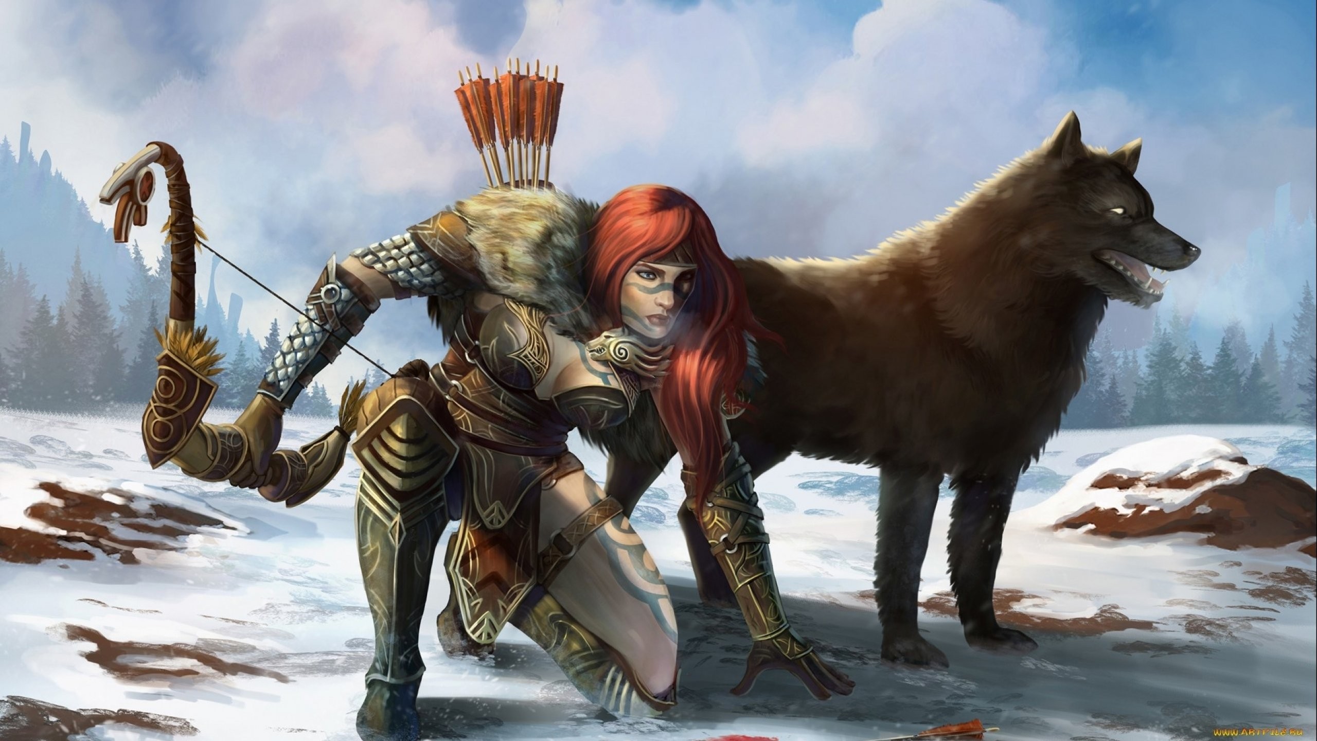 Warrior, Technology Wallpapers, Woman, Wolf, Colourful, - Fantasy Art Female Archer , HD Wallpaper & Backgrounds