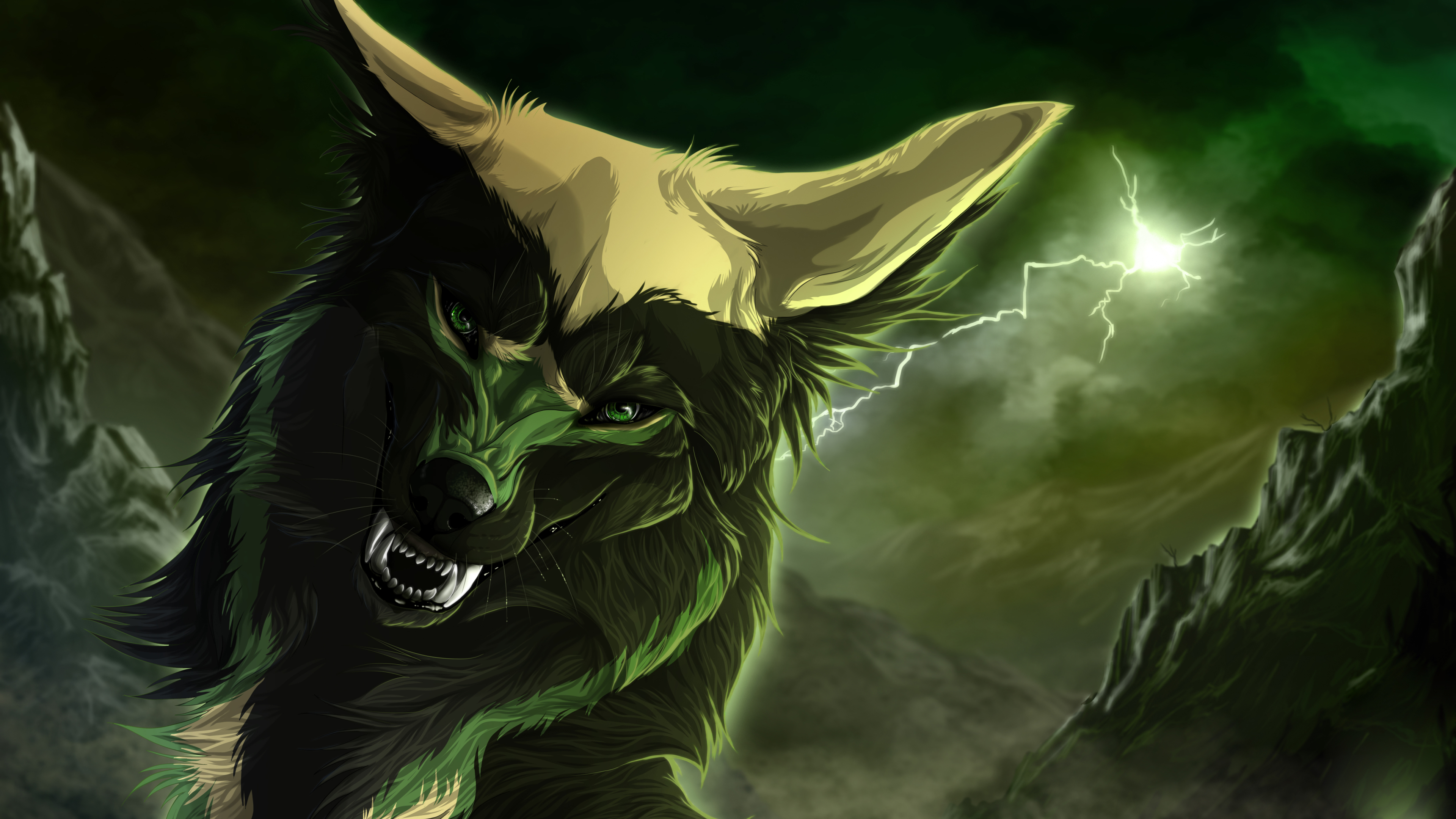 Fantasy Wolf 4k Ultrahd - Anime Wolf , HD Wallpaper & Backgrounds
