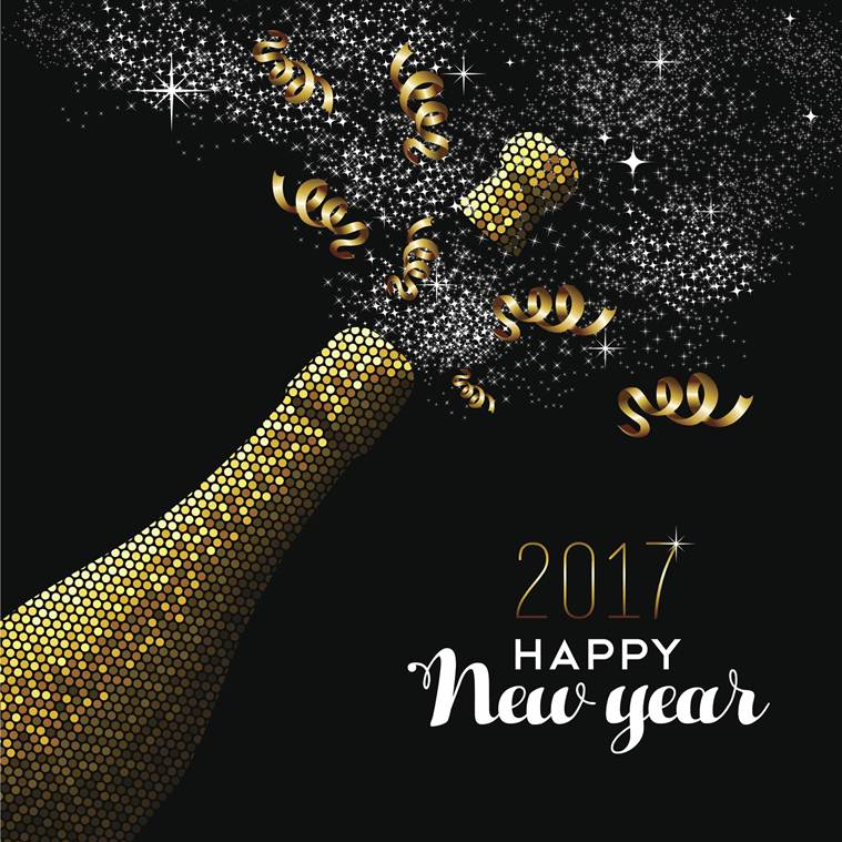 Happy New Year 2017 Gold Champagne Bottle Celebration - Happy New Year Style , HD Wallpaper & Backgrounds