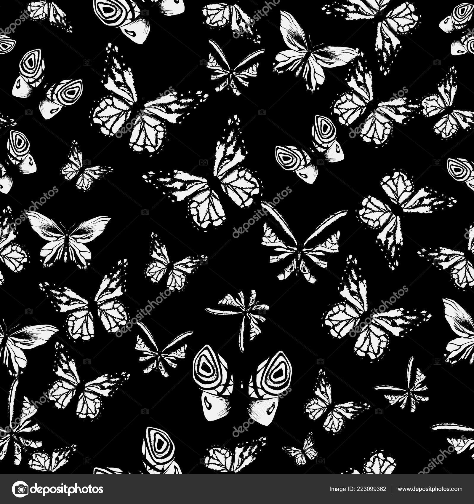 Art White Butterflies On Black, Colors - Cute Background Black , HD Wallpaper & Backgrounds