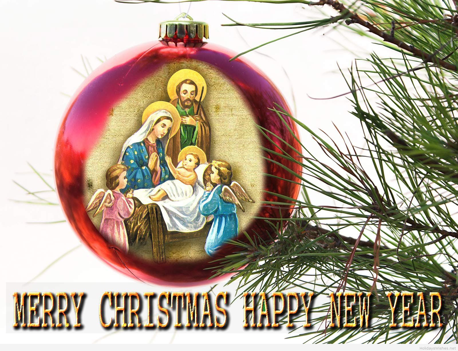 Merry Christmas Happy New Year Religious Wallpaper - Religious Merry Christmas And Happy New Year , HD Wallpaper & Backgrounds