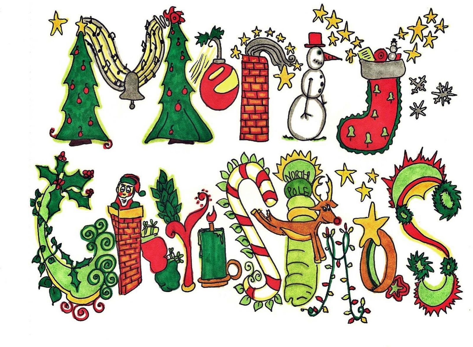 Merry Christmas- Painting Hd - Merry Christmas , HD Wallpaper & Backgrounds