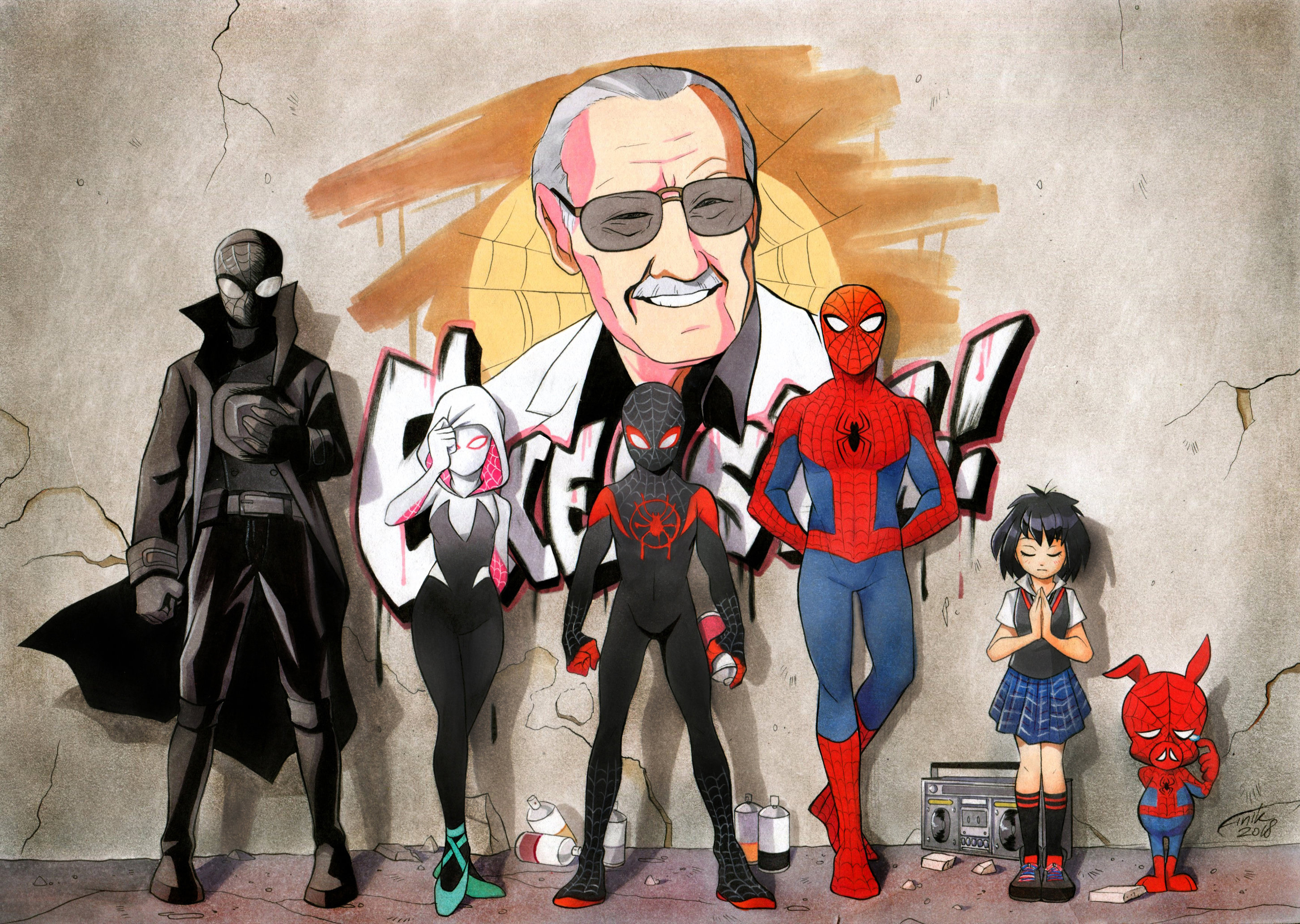 Spider Verse Stan Lee Tribute, Hd Superheroes, 4k Wallpapers, - Spider Man Into The Spider Verse , HD Wallpaper & Backgrounds