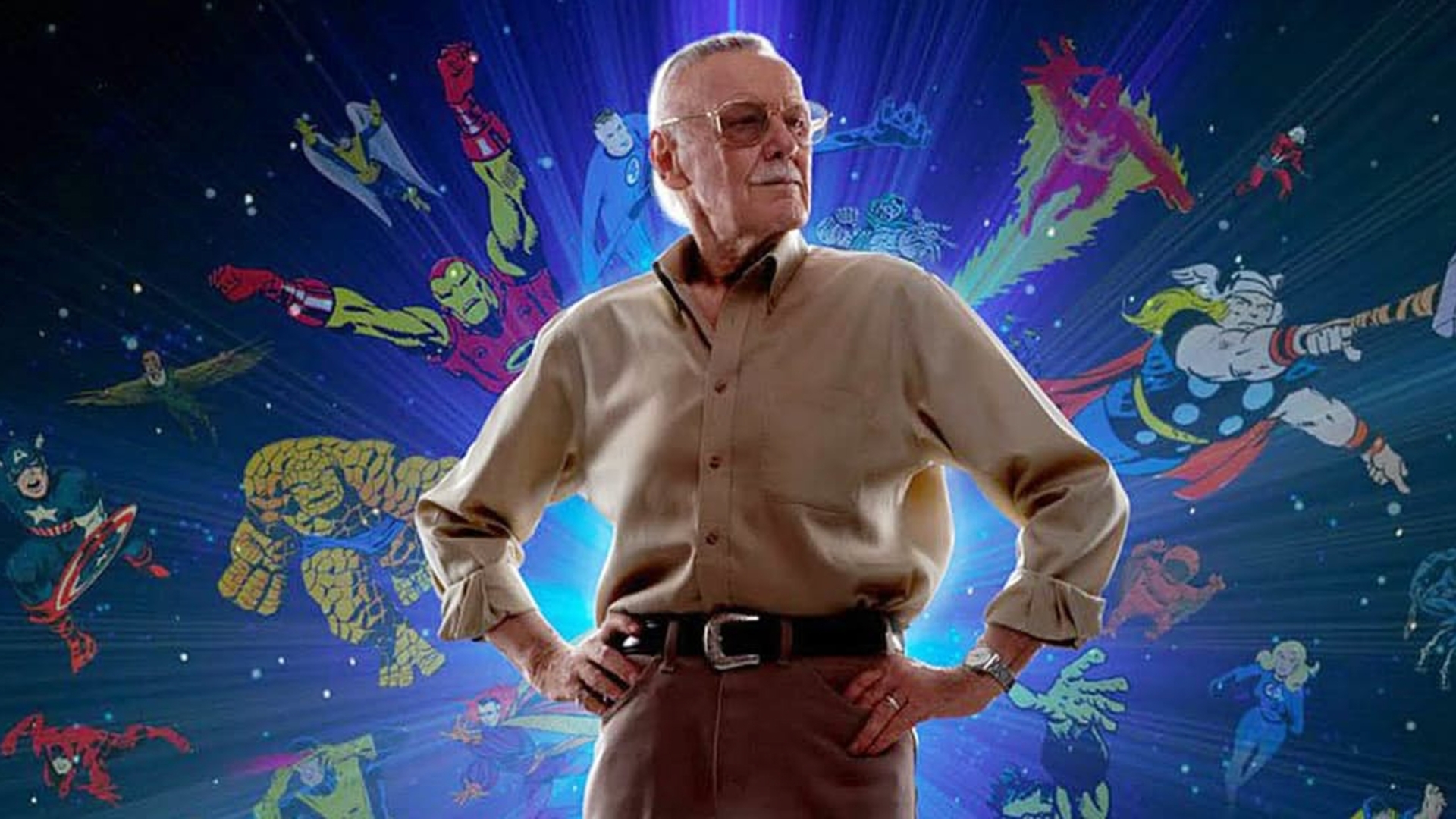 Stan Lee With Great Power - Stan Lee Super Hero , HD Wallpaper & Backgrounds
