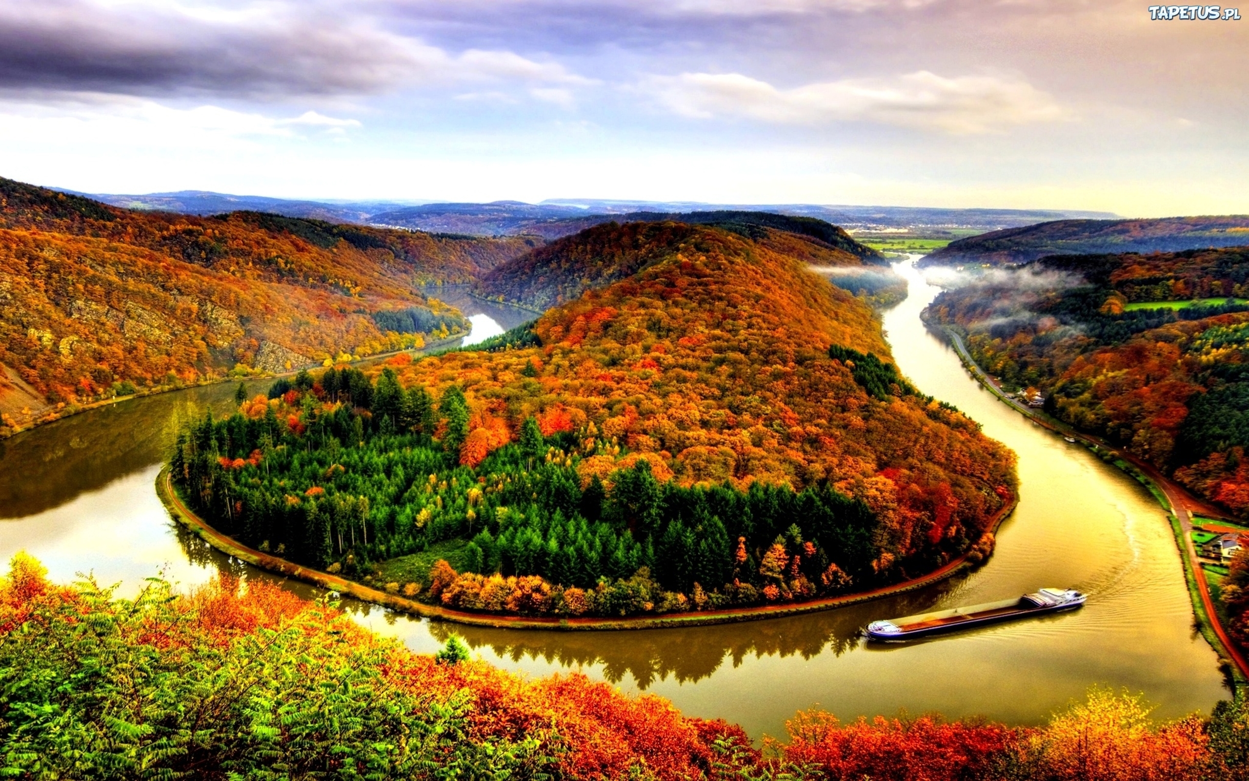 Hd Autumn River Wallpaper - Saarschleife , HD Wallpaper & Backgrounds