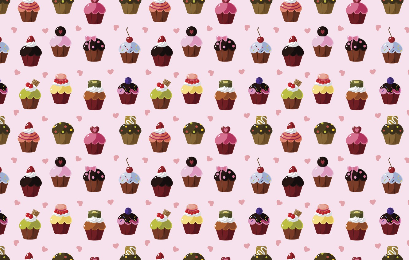 Photo Wallpaper Texture, Hearts, Sweets, Cupcakes, - Cute Cupcake Wallpaper For Iphone , HD Wallpaper & Backgrounds