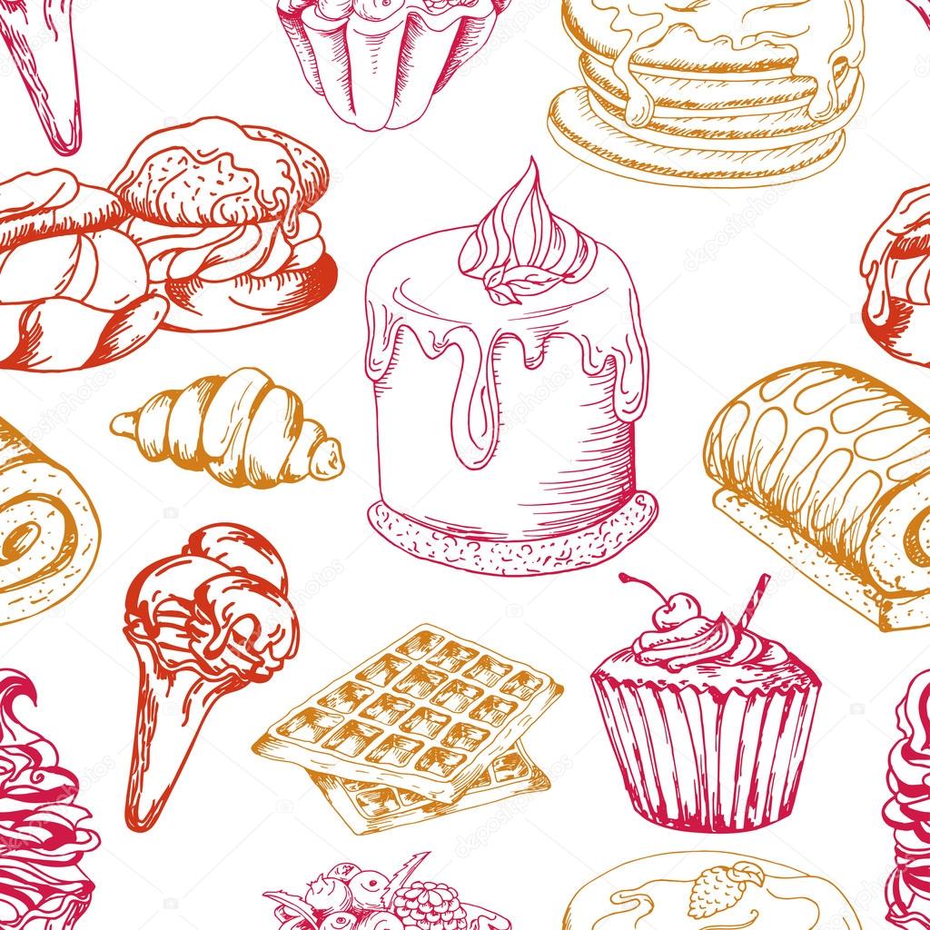 Sweet Background In Hand Drawn Style - Papel De Parede De Doces E Salgados , HD Wallpaper & Backgrounds