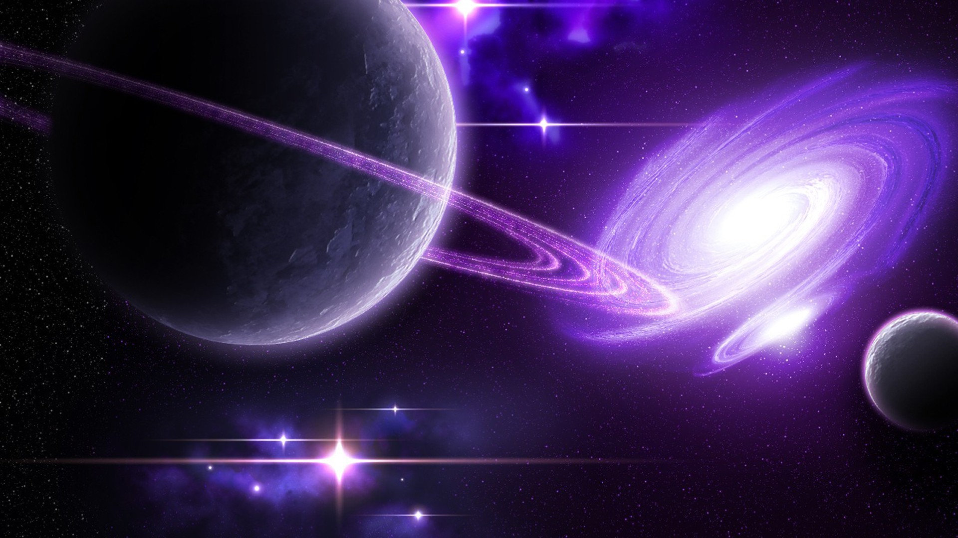 Purple Galaxy With Planets , HD Wallpaper & Backgrounds