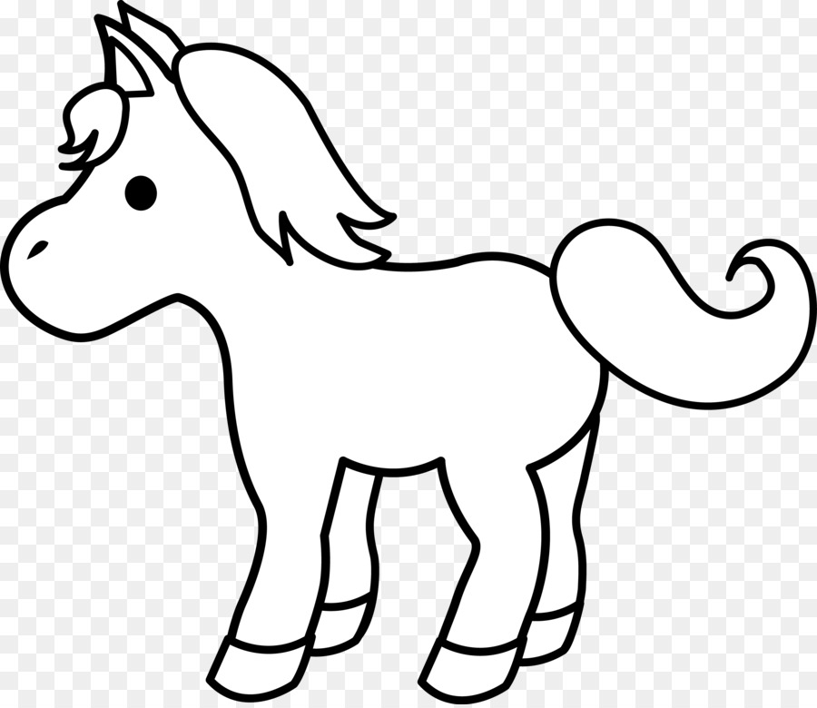 Simple Horse Pony Foal Black And White Clip Art Baby - Small Horse Coloring Pages , HD Wallpaper & Backgrounds