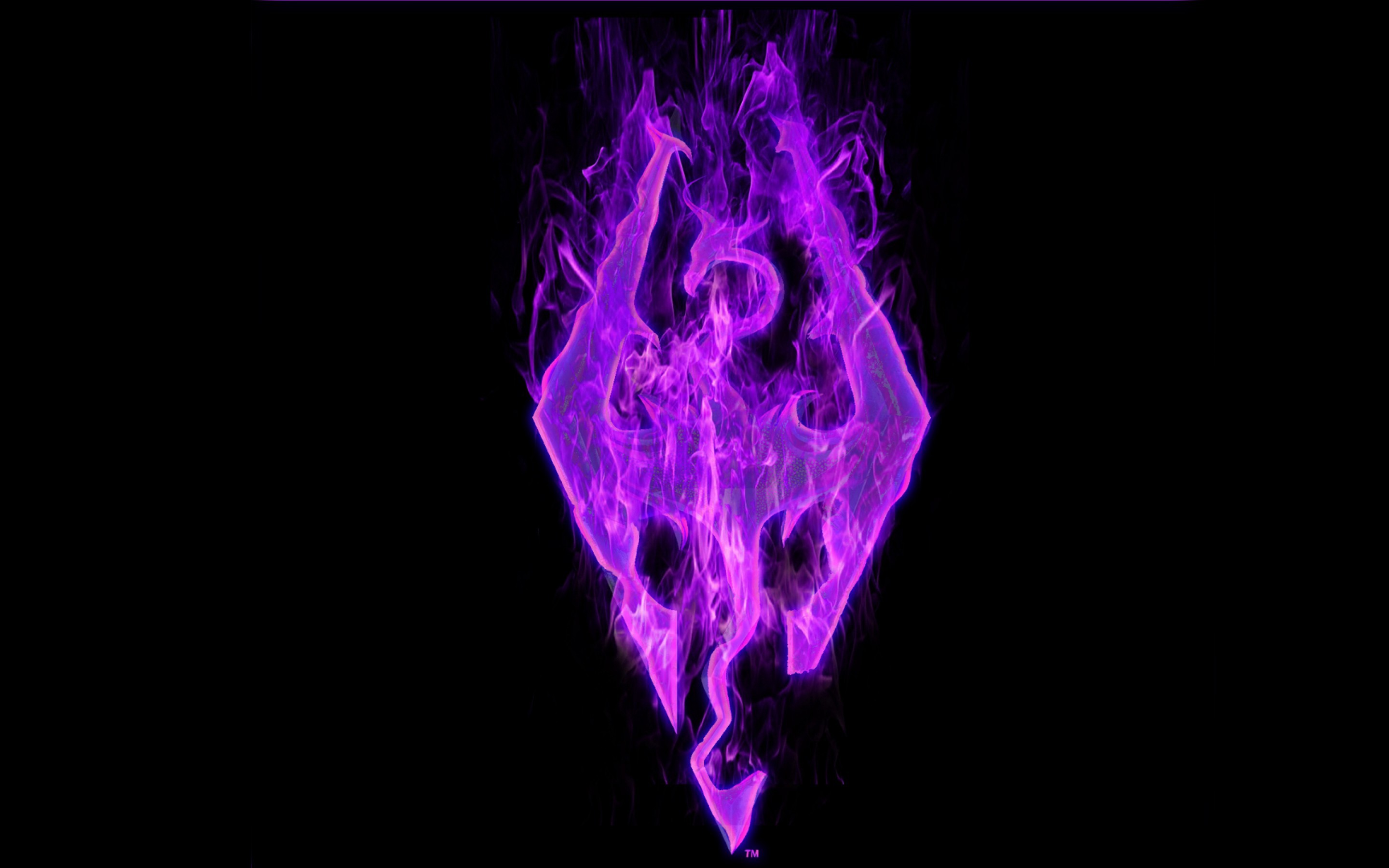 Purple Green Fire Wallpapers Logos - Skyrim Logo 4k , HD Wallpaper & Backgrounds