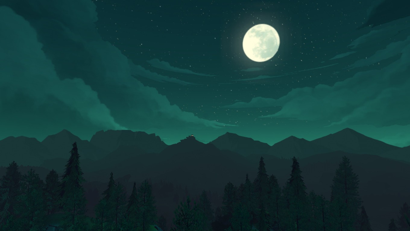 #night, #moon, #green, #fire Watch, #nature, - 1360 X 768 , HD Wallpaper & Backgrounds