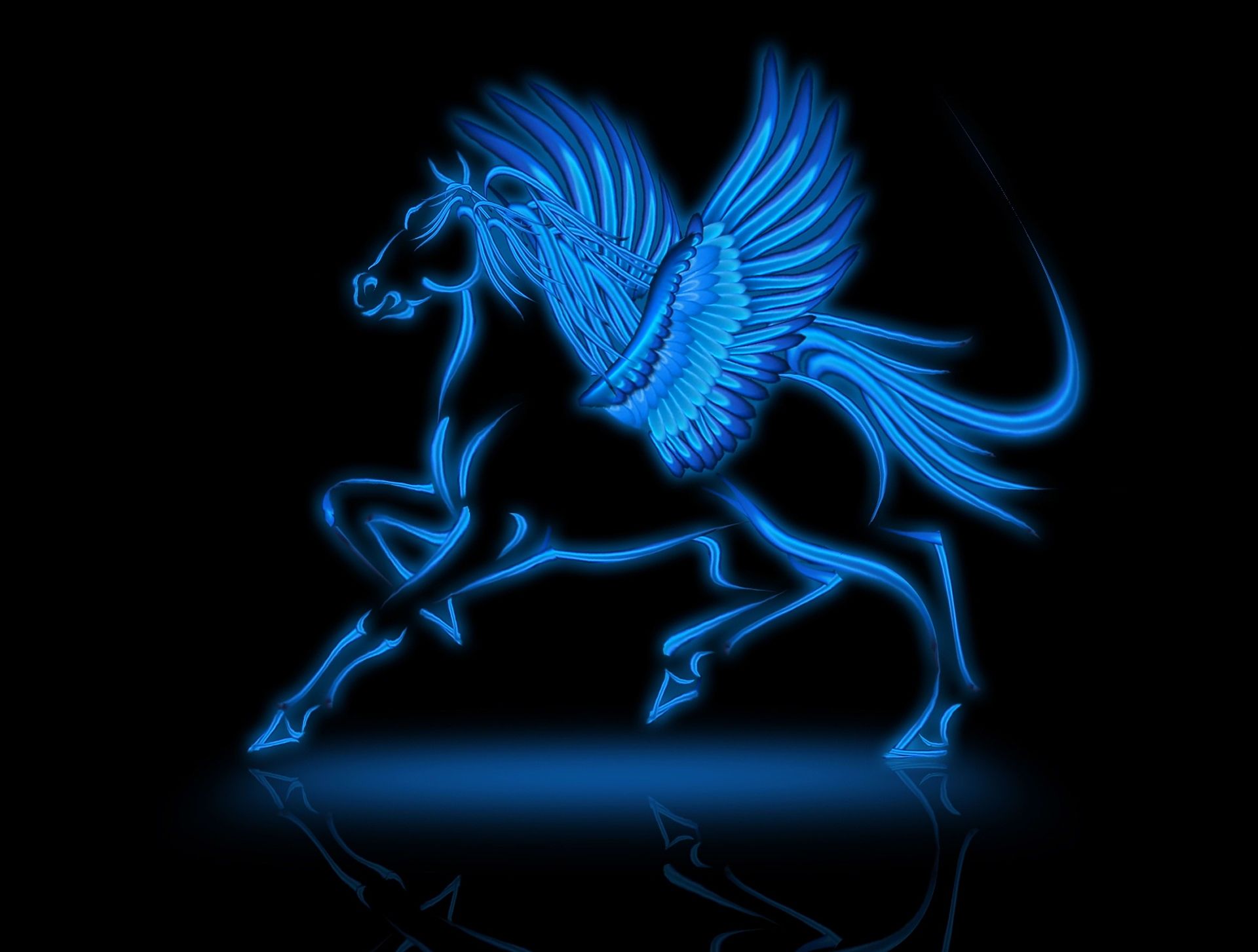 Blue Fire Horse Wallpaper - Blue Pegasus Wallpaper Hd , HD Wallpaper & Backgrounds