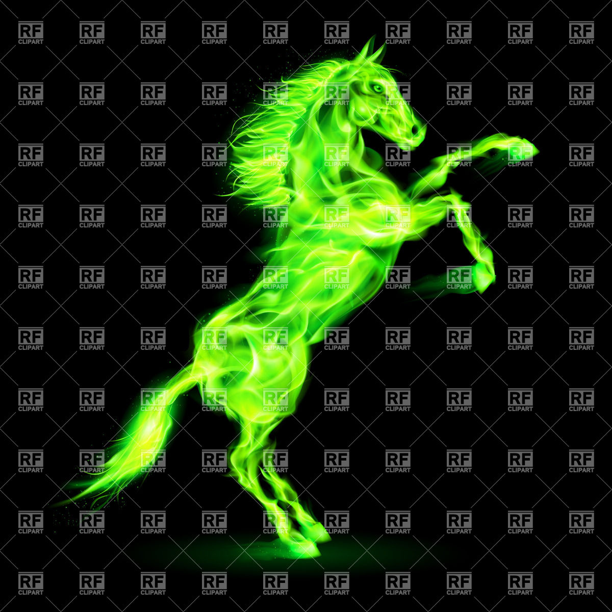 Rearing Up Green Fire Horse Vector Image Vector Illustration - Fire Horse Tattoo Designs , HD Wallpaper & Backgrounds