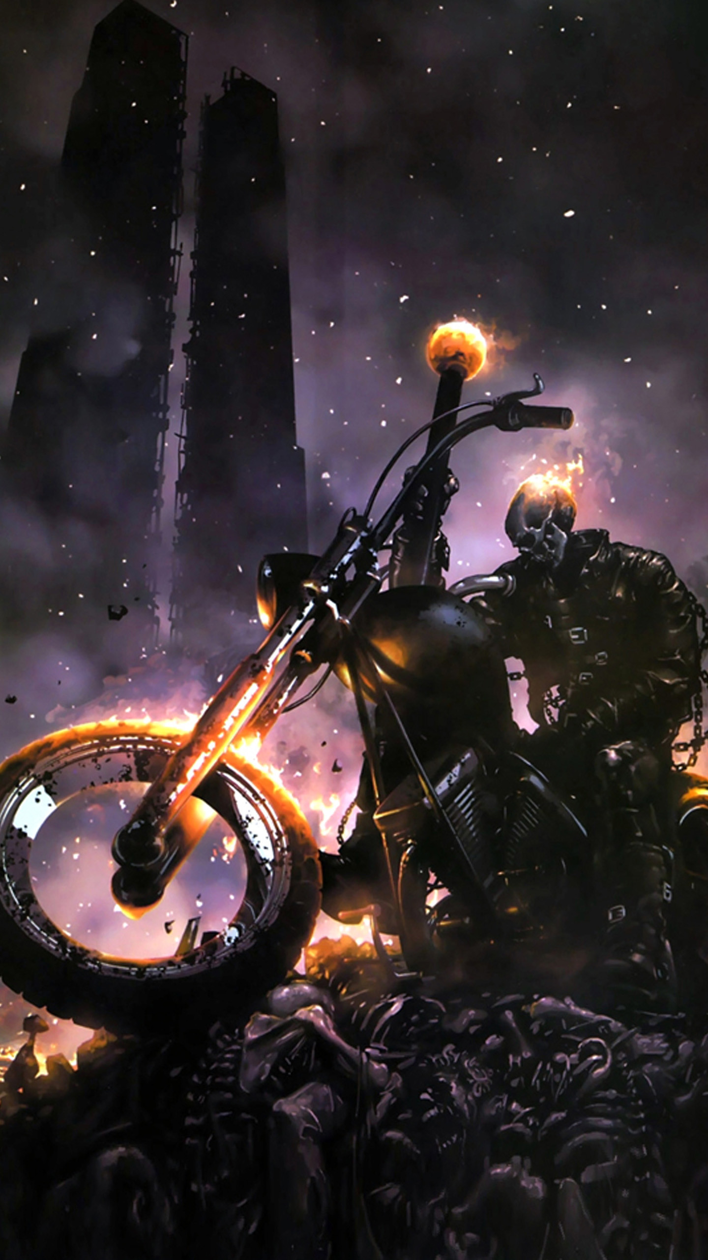 Background Skeleton Circuit Fire Flame Ghost Rider - Ghost Rider Mobile Wallpaper Hd , HD Wallpaper & Backgrounds
