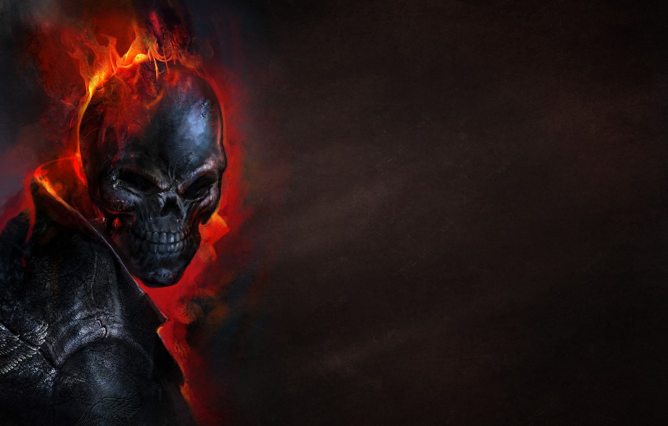 Photo Wallpaper The Dark Background, Fire, Skull, Skeleton, - Awesome Ghost Rider Gifs , HD Wallpaper & Backgrounds