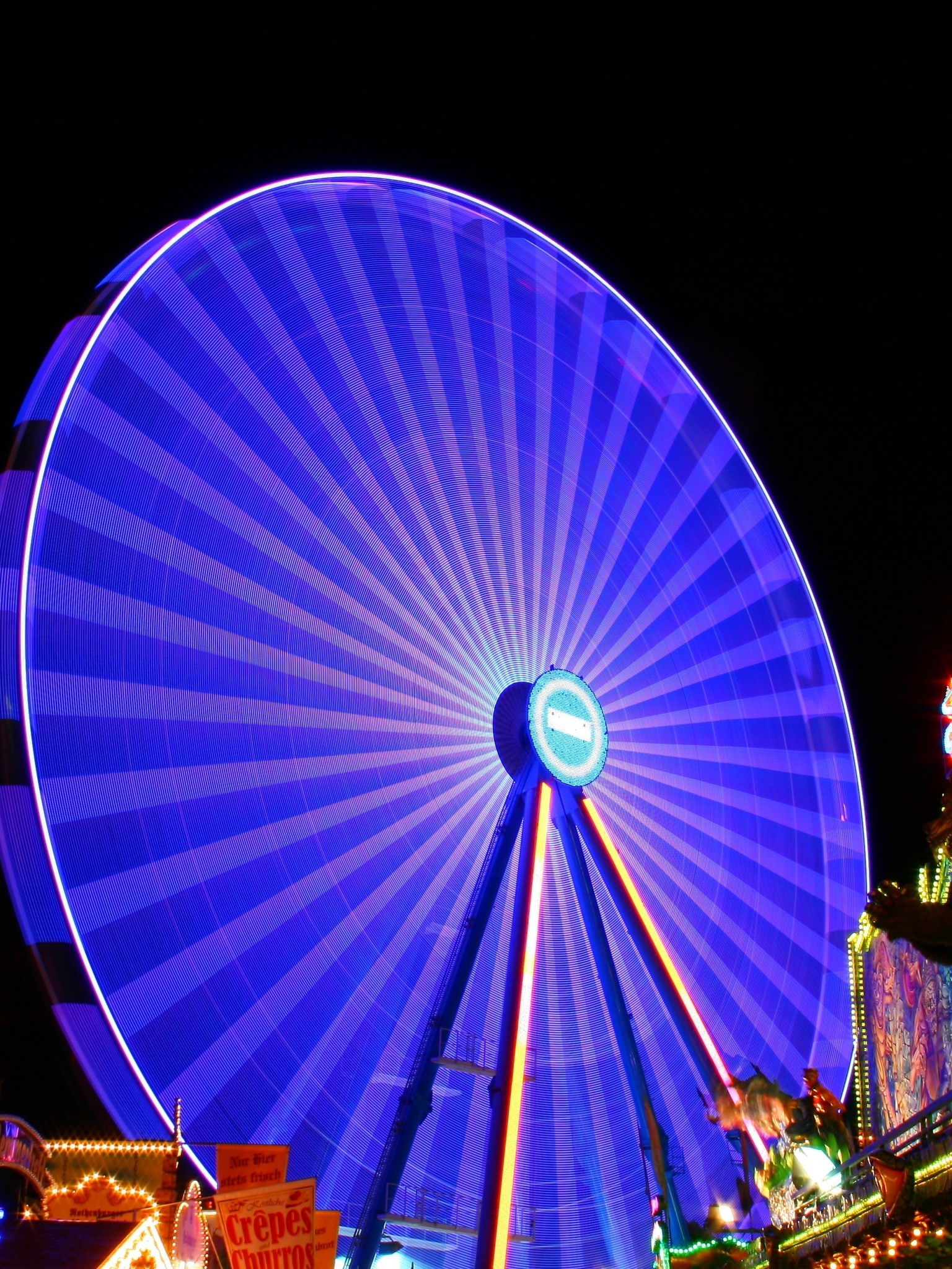 Amusement Park, Ferris Wheel, Blue Lights, Festival - Night Amusement Park Background , HD Wallpaper & Backgrounds