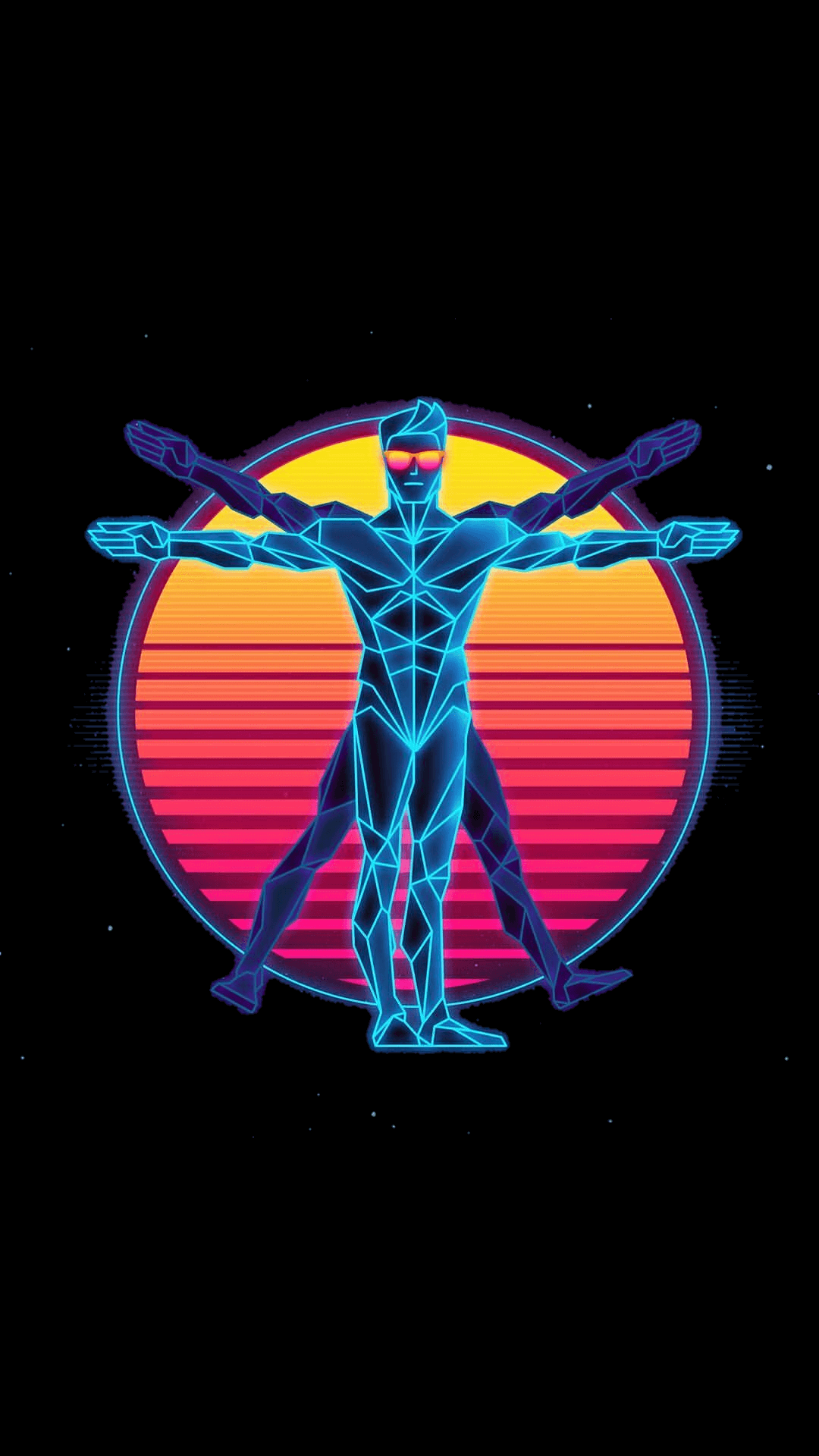 Found This Outrun-ish Feeling Wallpaper In An App Today, - Neon Vitruvian , HD Wallpaper & Backgrounds