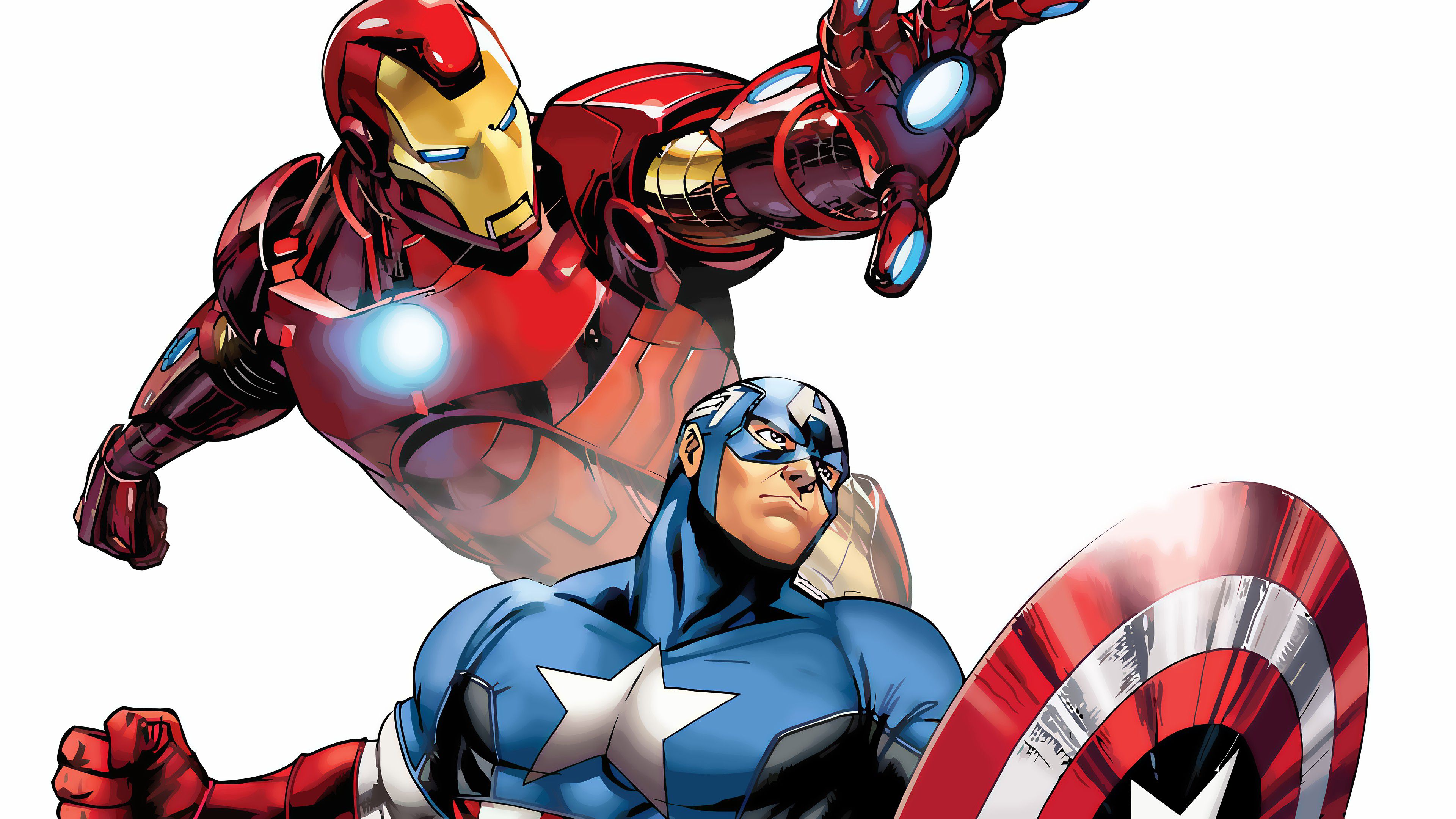 Iron Man And Captain America Marvel Comics Cartoon - Marvel Avengers Assemble , HD Wallpaper & Backgrounds