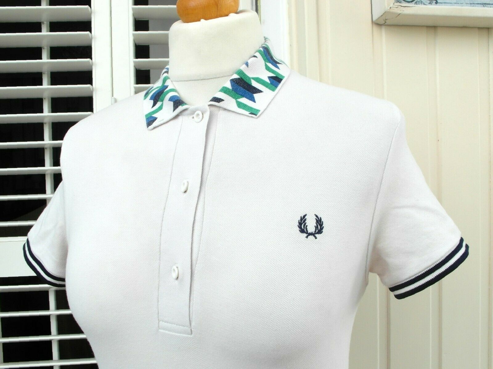 Fred Perry Women's Ecru Print Collar Polo - Polo Shirt , HD Wallpaper & Backgrounds